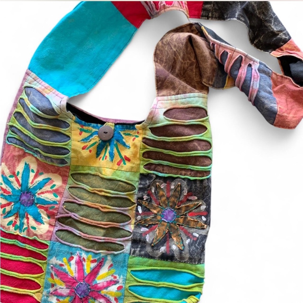 Colorful Patchwork Hand Painted Shoulder Bag! - image 5